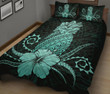 Alohawaii Home Set - Quilt Bed Set Hawaii Polynesian Pineapple Hibiscus Zela Style Turquoise J4