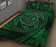 Hawaiian Kanaka Honu Hibiscus Tornando Green Polynesian Quilt Bed Set - AH - JD1 - Alohawaii