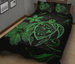 Hawaii Turtle Kanaka Map Hibiscus Poly Quilt Bed Set - Green - AH J4 - Alohawaii