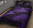 Hawaii Turtle Plumeria Coconut Tree Polynesian Quilt Bed Set - Purple - AH J4 - Alohawaii