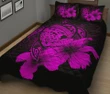 Hawaiian Map Turtle Hibiscus Polynesian Quilt Bedding Set - Violet - AH J9 - Alohawaii
