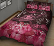 Alohawaii Home Set - Quilt Bed Set Hawaii Polynesian Turtle Waves Hibiscus Erik Style Pink J5