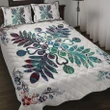 Hawaiian Quilt Maui Plant And Hibiscus Pattern Quilt Bed Set - Shell White