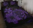 Hawaii Turtle Kanaka Map Hibiscus Poly Quilt Bed Set - Purple - AH J4 - Alohawaii