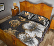 Hawaii Map Turtle Hibiscus Polynesian Gold - Quilt Bed Set AH J2 - Alohawaii