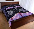 Hawaii Map Turtle Hibiscus Polynesian Luxury Personalized Quilt Bed Set - Honu Ohana - Purple - AH - J6 - Alohawaii