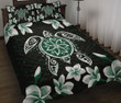 Hawaiian Greenie Turtle Plumeria Quilt Bed Set - AH J0 - Alohawaii