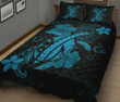 Hawaii Turtle Flower Polynesian Quilt Bed Set - Turquoise - AH J4 - Alohawaii