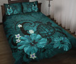 Hawaii Turtle Poly Tribal Quilt Bed Set - Turquoise - AH J9 - Alohawaii