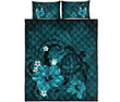 Alohawaii Quilt Bed Set - Hawaii Turtle Poly Tribal Quilt Bed Set - Turquoise