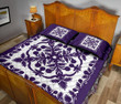 Hawaii Quilt Bed Set Royal Pattern - Purple And White - AH - J3 - Alohawaii
