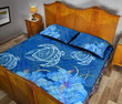 Hawaii Blue Hibiscus Turtle Polynesian Quilt Bed Set - AH - J4 - Alohawaii