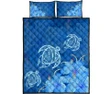 Alohawaii Quilt Bed Set - Hawaii Blue Hibiscus Turtle Polynesian Quilt Bed Set