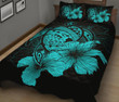 Alohawaii Home Set - Quilt Bed Set Hawaiian Map Turtle Hibiscus Polynesian Turquoise AH J9