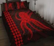 Hawaii Octopus KaKau Polynesian Quilt Bed Set - Red - AH - J4 - Alohawaii