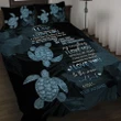 Alohawaii Home Set - Hawaii Turtle Quilt Bed Set Hibiscus To My Wife Blue AH J1