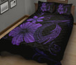 Hawaii Fish Hook Kanaka Map Hibiscus Poly Quilt Bed Set - Purple - AH J4 - Alohawaii