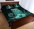 Hawaii Polynesian Pineapple Hibiscus Quilt Bed Set - Zela Style Turquoise - AH - J4 - Alohawaii