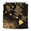 Alohawaii Bedding Set - Cover and Pillow Cases Hawaiian Map Turtle  Hibiscus Polynesian - AH - J1