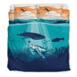 Alohawaii Bedding Set - Cover and Pillow Cases Hawaiian Whale And Turtle In SunPolynesian - AH - J1