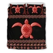 Alohawaii Home Set - Hawaiian Hibiscus Turtle Polynesian Bedding Sets - Red Version - AH - J1