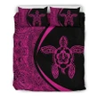 Alohawaii Bedding Set - Cover and Pillow Cases Hawaiian Hibiscus Turtle Polynesian Circle Style Pink | Alohawaii.co