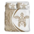 Alohawaii Bedding Set - Cover and Pillow Cases Hawaiian Hibiscus Turtle Polynesian - Circle Style Gold And White | Alohawaii.co