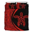 Alohawaii Bedding Set - Cover and Pillow Cases Hawaiian Hibiscus Turtle Polynesian Circle Style Red | Alohawaii.co