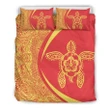 Alohawaii Bedding Set - Cover and Pillow Cases Hawaiian Turtle Hibiscus Polynesian Circle Style Yellow And Red | Alohawaii.co