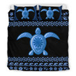 Alohawaii Bedding Set - Cover and Pillow Cases Hawaiian Hibiscus Turtle Polynesian - Blue Version - AH - J1