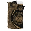 Alohawaii Bedding Set - Cover and Pillow Cases Hawaiian Map Coat Of Arms Polynesian  Circle Style Gold And Black - AH - J7