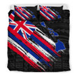 Alohawaii Bedding Set - Cover and Pillow Cases Hawaiian Flag Polynesian Grey Background - AH J2