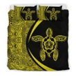 Alohawaii Bedding Set - Cover and Pillow Cases Hawaiian Hibiscus Turtle Polynesian Circle Style Yellow | Alohawaii.co
