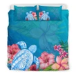 Alohawaii Bedding Set - Cover and Pillow Cases Hawaiian Turtle Hibiscus And Plumeria Polynesian - AH - J1