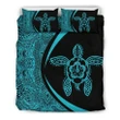 Alohawaii Bedding Set - Cover and Pillow Cases Hawaiian Hibiscus Turtle Polynesian Circle Style Blue | Alohawaii.co