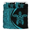 Alohawaii Bedding Set - Cover and Pillow Cases Hawaiian Hibiscus Turtle Polynesian Circle Style Blue | Alohawaii.co