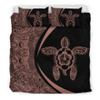 Alohawaii Bedding Set - Cover and Pillow Cases Hawaiian Polynesian Hibiscus TurtleCircle Style Pink And Black | Alohawaii.co