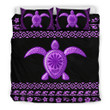 Alohawaii Bedding Set - Cover and Pillow Cases Hawaiian Hibiscus Turtle Polynesian  - Purple Version - AH - J1