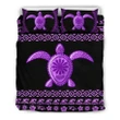 Alohawaii Bedding Set - Cover and Pillow Cases Hawaiian Hibiscus Turtle Polynesian Purple Version- | Alohawaii.co