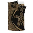 Alohawaii Bedding Set - Cover and Pillow Cases Hawaiian Hibiscus Turtle Polynesian Circle Style Gold And Black - AH - J7