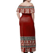 Alohawaii Dress - Ancient Tropical Pattern Off Shoulder Long Dress