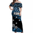 Alohawaii Dress - FSM Federated States of Micronesia Off Shoulder Long Dress Unique Vibes - Blue NO.1