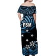 Alohawaii Dress - FSM Federated States of Micronesia Off Shoulder Long Dress Unique Vibes - Blue NO.1