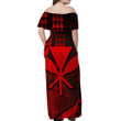Hawaii Kanaka Map Off Shoulder Long Dress Red Color Style