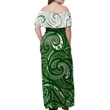 Alohawaii Dress - Green Arawa Off Shoulder Long Dress