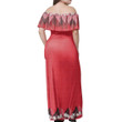 Alohawaii Dress - Samoan Red Leaves Off Shoulder Long Dress