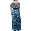 Alohawaii Dress - Polynesian Tropical Blue Off Shoulder Long Dress