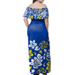 Alohawaii Dress - Traditional Blue Off Shoulder Long Dress