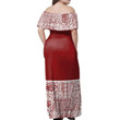 Alohawaii Dress - Fiji Tapa Monstera Off Shoulder Long Dress