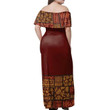 Alohawaii Dress - Fiji Tapa Mix Off Shoulder Long Dress